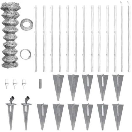 Metal fence with galvanized steel posts stakes 25x1.25 m by vidaXL, fence panels - Ref: Foro24-141508, Price: 328,25 €, Disco...