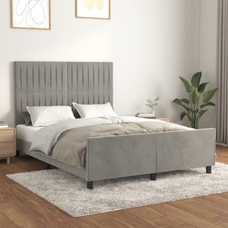 Estructura de cama con cabecero terciopelo gris claro 140x190cm de , Camas y somieres - Ref: Foro24-3125873, Precio: 215,61 €...
