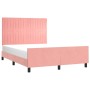 Estructura de cama con cabecero de terciopelo rosa 140x200 cm de , Camas y somieres - Ref: Foro24-3125884, Precio: 243,95 €, ...