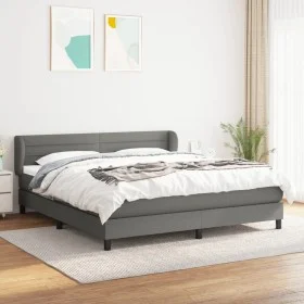 Box spring bed with dark gray fabric mattress 160x200 cm by , Beds and slatted bases - Ref: Foro24-3126334, Price: 504,75 €, ...