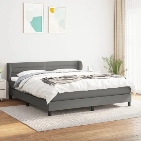 Box spring bed with dark gray fabric mattress 160x200 cm by , Beds and slatted bases - Ref: Foro24-3126334, Price: 504,75 €, ...