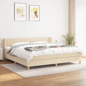 Box spring bed with cream fabric mattress 200x200 cm by , Beds and slatted bases - Ref: Foro24-3126994, Price: 572,25 €, Disc...