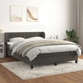 Box spring bed with dark gray velvet mattress 140x200 cm by , Beds and slatted bases - Ref: Foro24-3127614, Price: 423,16 €, ...
