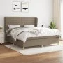 Box spring bed with taupe gray fabric mattress 160x200 cm by , Beds and slatted bases - Ref: Foro24-3128617, Price: 606,78 €,...