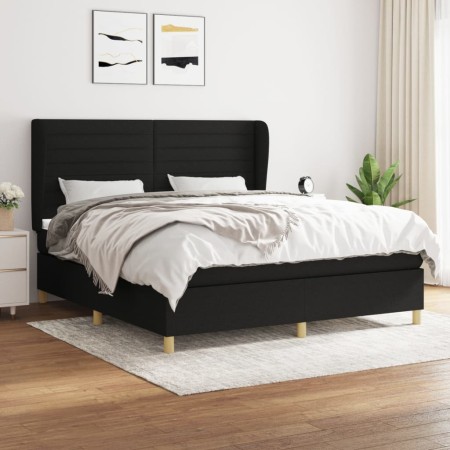 Cama box spring con colchón tela negro 160x200 cm de , Camas y somieres - Ref: Foro24-3128615, Precio: 652,75 €, Descuento: %