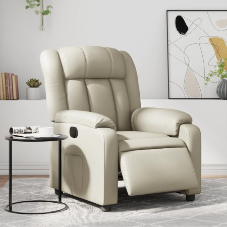 Sillón reclinable eléctrico de cuero sintético crema en Sillones | Comprar online en Foru.es