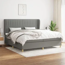 Cama box spring con colchón tela gris oscuro 200x200 cm de , Camas y somieres - Ref: Foro24-3128710, Precio: 630,40 €, Descue...