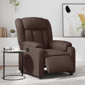 Sillón reclinable eléctrico de cuero sintético marrón en Sillones | Comprar online en Foru.es
