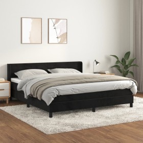 Cama box spring con colchón terciopelo negro 160x200 cm de , Camas y somieres - Ref: Foro24-3131029, Precio: 473,09 €, Descue...