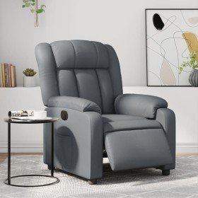 Sillón reclinable eléctrico de cuero sintético gris en Sillones | Comprar online en Foru.es
