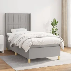 Box spring bed with light gray fabric mattress 80x200 cm by , Beds and slatted bases - Ref: Foro24-3132105, Price: 314,81 €, ...