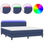 Cama box spring colchón y luces LED tela azul 160x200 cm de , Camas y somieres - Ref: Foro24-3133251, Precio: 484,05 €, Descu...