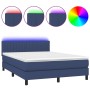 Cama box spring colchón y luces LED tela azul 140x200 cm de , Camas y somieres - Ref: Foro24-3133323, Precio: 444,54 €, Descu...