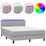 Cama box spring colchón y luces LED tela gris claro 140x190 cm de , Camas y somieres - Ref: Foro24-3133309, Precio: 464,45 €,...