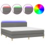 Cama box spring con colchón y LED tela gris oscuro 160x200 cm de , Camas y somieres - Ref: Foro24-3133806, Precio: 504,82 €, ...
