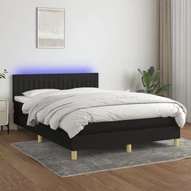Cama box spring colchón y luces LED tela negro 140x190 cm de , Camas y somieres - Ref: Foro24-3133871, Precio: 446,07 €, Desc...