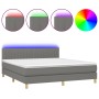 Cama box spring con colchón y LED tela gris oscuro 160x200 cm de , Camas y somieres - Ref: Foro24-3133886, Precio: 504,82 €, ...