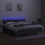 Cama box spring con colchón y LED tela gris oscuro 160x200 cm de , Camas y somieres - Ref: Foro24-3133886, Precio: 504,82 €, ...