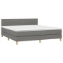 Cama box spring con colchón y LED tela gris oscuro 160x200 cm de , Camas y somieres - Ref: Foro24-3133886, Precio: 504,82 €, ...