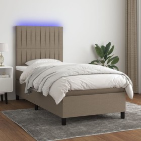 Cama box spring colchón y luces LED gris taupe 80x200 cm de , Camas y somieres - Ref: Foro24-3134993, Precio: 353,80 €, Descu...