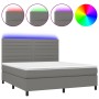 Cama box spring colchón y luces LED tela gris oscuro 160x200 cm de , Camas y somieres - Ref: Foro24-3134966, Precio: 583,20 €...