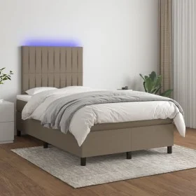 Box spring bed with mattress and LED taupe gray fabric 120x200 cm by , Beds and slatted bases - Ref: Foro24-3135025, Price: 4...
