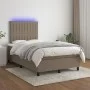Box spring bed with mattress and LED taupe gray fabric 120x200 cm by , Beds and slatted bases - Ref: Foro24-3135025, Price: 4...