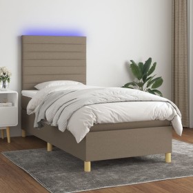 Cama box spring colchón y luces LED gris taupe 80x200 cm de , Camas y somieres - Ref: Foro24-3135473, Precio: 351,69 €, Descu...