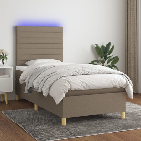 Cama box spring colchón y luces LED gris taupe 80x200 cm de , Camas y somieres - Ref: Foro24-3135473, Precio: 351,69 €, Descu...