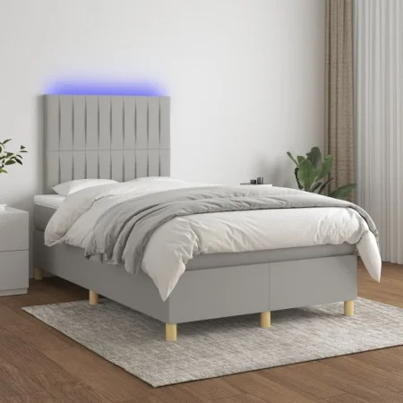 Boxspringbett mit Stoffmatratze und hellgrauer LED 120x200 cm von , Betten und Lattenroste - Ref: Foro24-3135581, Preis: 414,...