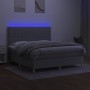 Cama box spring colchón y luces LED tela gris claro 160x200 cm de , Camas y somieres - Ref: Foro24-3135605, Precio: 553,48 €,...