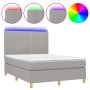 Cama box spring colchón y luces LED tela gris claro 140x200 cm de , Camas y somieres - Ref: Foro24-3135597, Precio: 509,81 €,...