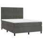 Cama box spring colchón y LED terciopelo gris oscuro 140x200 cm de , Camas y somieres - Ref: Foro24-3136246, Precio: 496,14 €...