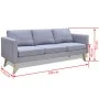 Sofá de 3 plazas de tela gris claro de vidaXL, Sofás - Ref: Foro24-242219, Precio: 308,66 €, Descuento: %