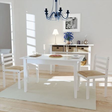 Sillas de comedor 2 uds madera maciza caucho terciopelo blanco de vidaXL, Sillas de comedor - Ref: Foro24-242030, Precio: 76,...