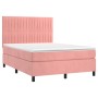 Cama box spring colchón y LED terciopelo rosa 140x190 cm de , Camas y somieres - Ref: Foro24-3136244, Precio: 513,08 €, Descu...