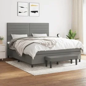 Cama box spring con colchón tela gris oscuro 160x200 cm de , Camas y somieres - Ref: Foro24-3136686, Precio: 601,50 €, Descue...