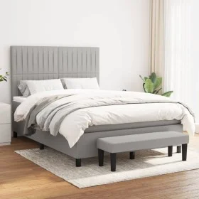 Cama box spring con colchón tela gris claro 140x200 cm de , Camas y somieres - Ref: Foro24-3136757, Precio: 510,95 €, Descuen...