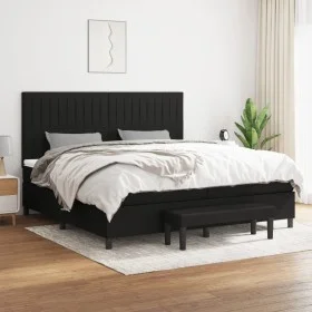 Cama box spring con colchón tela negro 200x200 cm de , Camas y somieres - Ref: Foro24-3136783, Precio: 741,52 €, Descuento: %