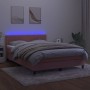 Cama box spring colchón y LED terciopelo rosa 140x190 cm de , Camas y somieres - Ref: Foro24-3134524, Precio: 445,03 €, Descu...