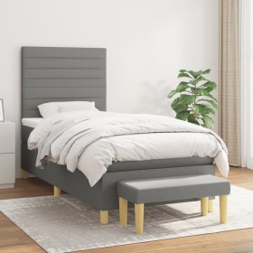 Cama box spring con colchón tela gris oscuro 80x200 cm de , Camas y somieres - Ref: Foro24-3137190, Precio: 352,80 €, Descuen...