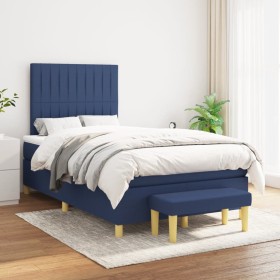 Cama box spring con colchón tela azul 120x200 cm de , Camas y somieres - Ref: Foro24-3137307, Precio: 454,22 €, Descuento: %