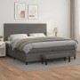 Cama box spring con colchón cuero sintético gris 200x200 cm de , Camas y somieres - Ref: Foro24-3137567, Precio: 781,33 €, De...