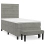 Cama box spring con colchón terciopelo gris claro 80x200 cm de , Camas y somieres - Ref: Foro24-3137869, Precio: 342,89 €, De...
