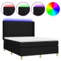 Cama box spring colchón y luces LED tela negro 140x190 cm de , Camas y somieres - Ref: Foro24-3139031, Precio: 480,13 €, Desc...