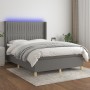 Cama box spring colchón y luces LED tela gris oscuro 140x200 cm de , Camas y somieres - Ref: Foro24-3139038, Precio: 520,20 €...