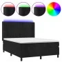 Box spring bed with mattress and LED black velvet 140x200 cm by , Beds and slatted bases - Ref: Foro24-3139687, Price: 473,30...