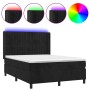 Cama box spring colchón y LED terciopelo negro 140x200 cm de , Camas y somieres - Ref: Foro24-3139687, Precio: 504,13 €, Desc...
