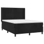 Box spring bed with mattress and LED black velvet 140x200 cm by , Beds and slatted bases - Ref: Foro24-3139687, Price: 473,30...