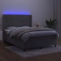 Cama box spring colchón y LED terciopelo gris claro 140x200 cm de , Camas y somieres - Ref: Foro24-3139685, Precio: 520,93 €,...